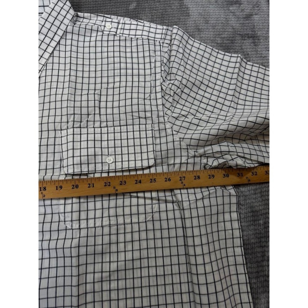 John Blair Mens 4XL Short Sleeve Button Up Shirt White Black Windowpane Check - Picture 5 of 6